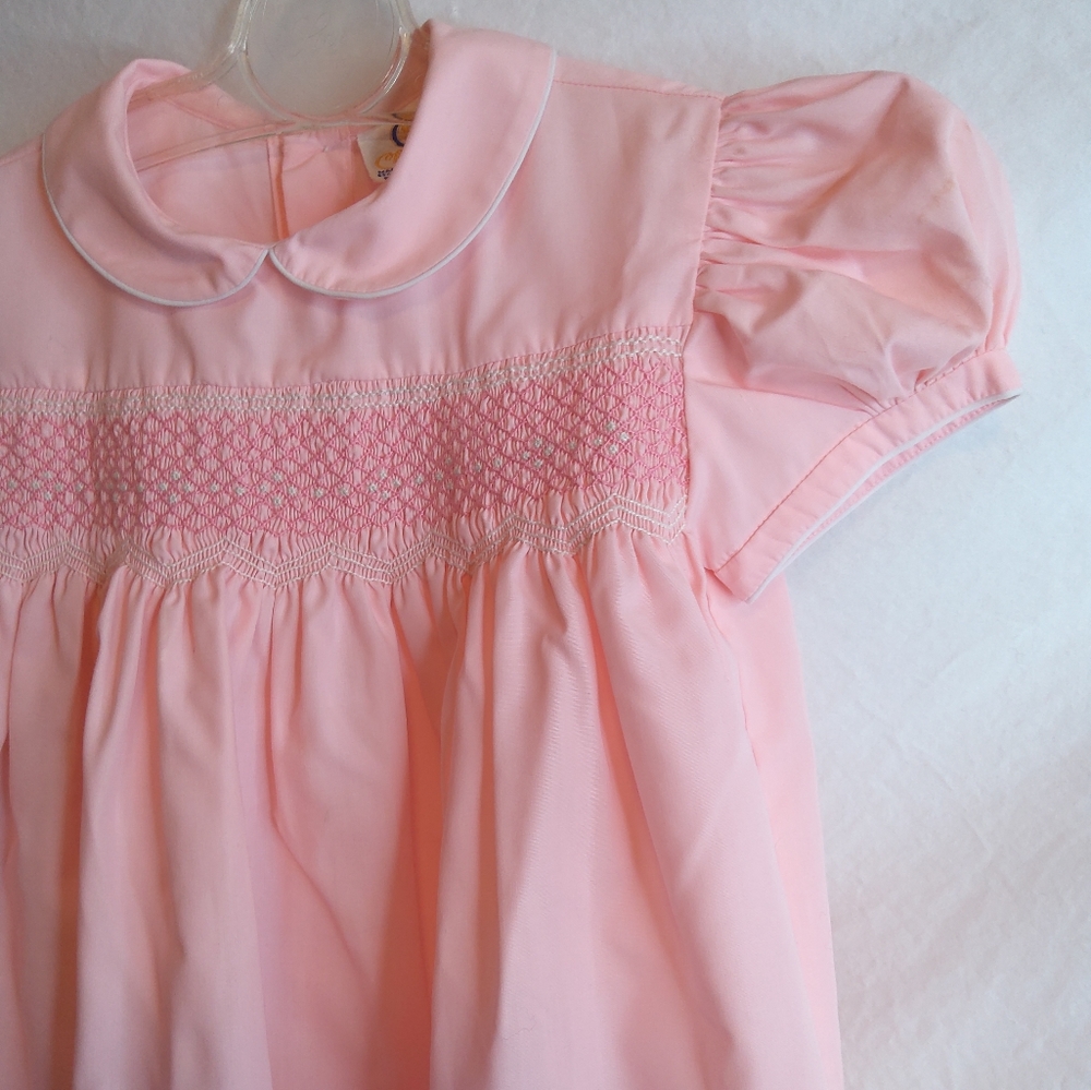 Vintage Cherubs Pink Smocked Dress